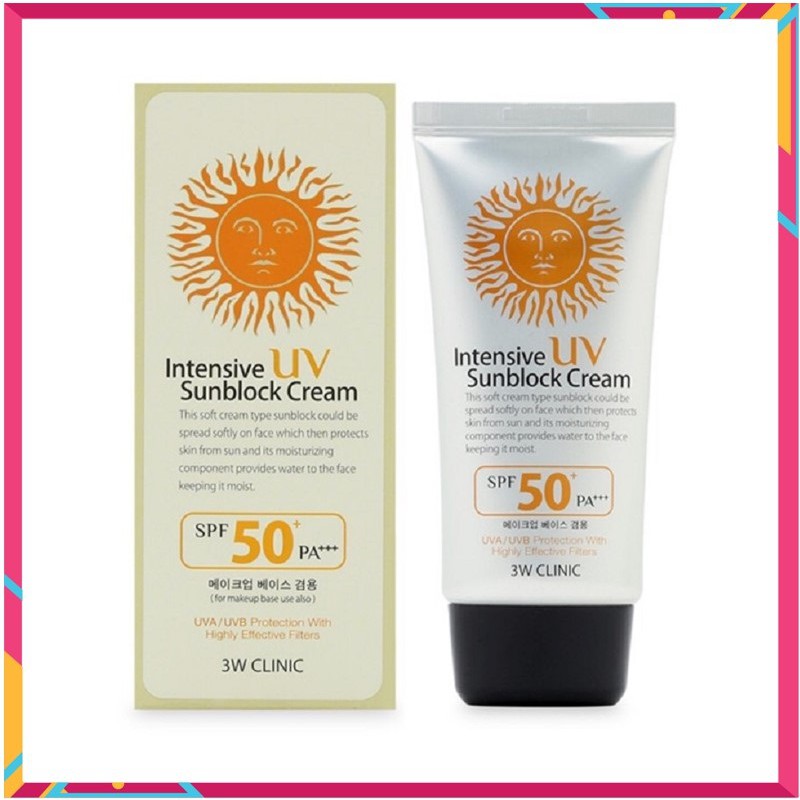 [ Hàng Chuẩn ] Kem Chống Nắng 3W Clinic Intensive UV Sunblock SPF50 PA+++, Tuýp 70ml, Giúp Bảo Vệ Làn Da Tươi Sáng