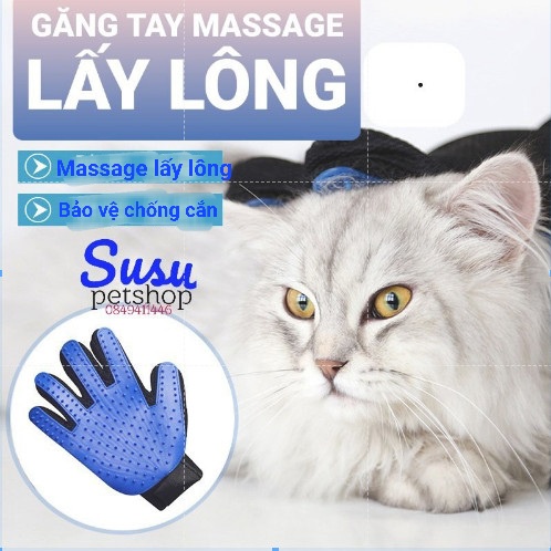 Găng tay massage, lấy lông rụng, tắm chó mèo