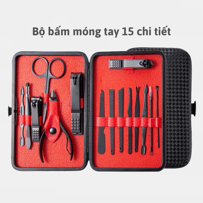 Bộ Dụng Cụ Bấm Móng Tay 15,18 món - Bộ Cắt, Bấm Dũa Móng Tay Nail Care Cao Cấp