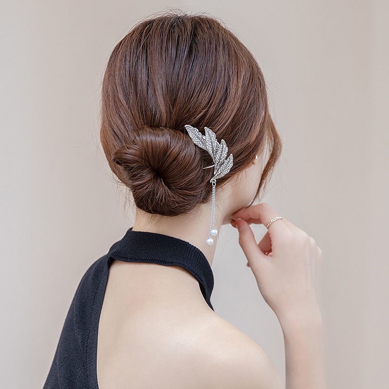 Trâm cài tóc ngọc mặt dây chuyền phong cách đơn giản cổ xưa, trâm búi tóc retro cổ tích