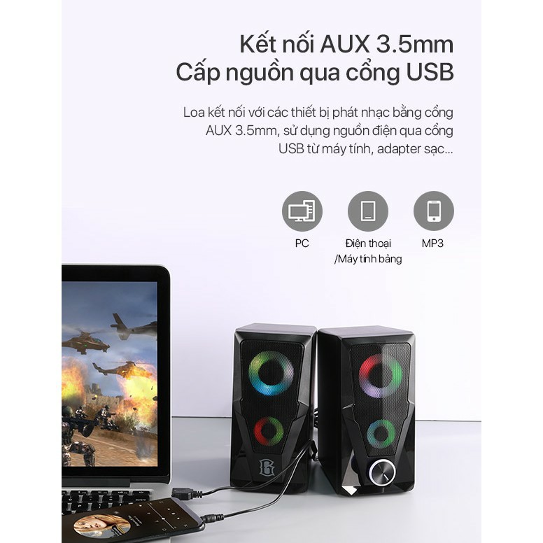 Loa Máy Tính ROBOT RS200 Hiệu Ứng Đèn LED - Âm Thanh HD Chất Lượng Cao - BẢO HÀNH 12 THÁNG