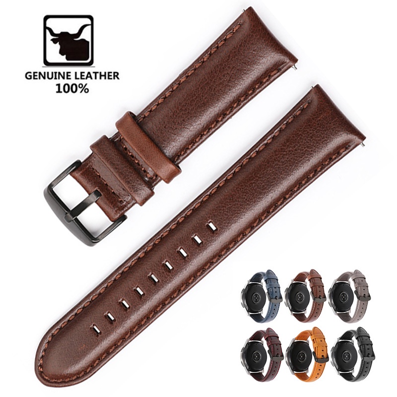 Dây Đeo Bằng Da Thật 20mm 22mm Cho Đồng Hồ Thông Minh Samsung Galaxy Watch 3 Active 2 / 3 Gear S3 Huawei GT 2
