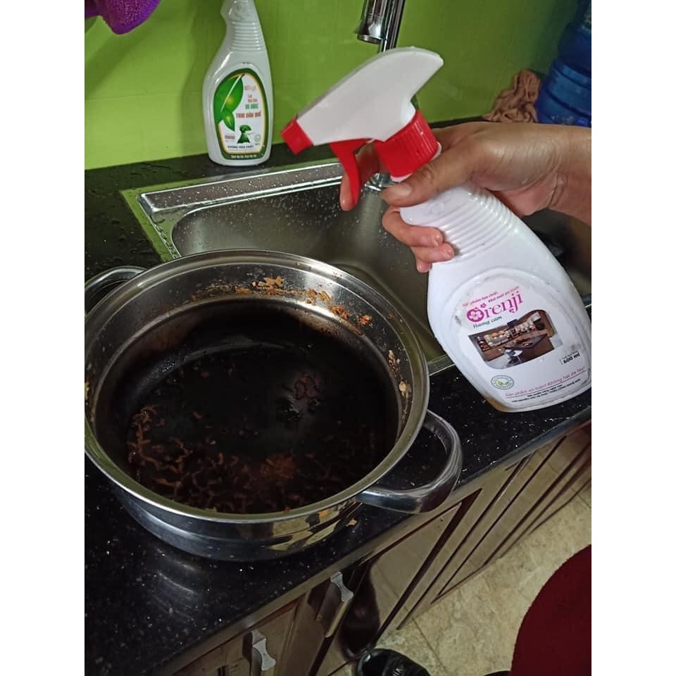 Nước lau bếp an toàn không hoá chất, tinh dầu Cam ORENJI, sạch dầu mỡ, chai 600ML