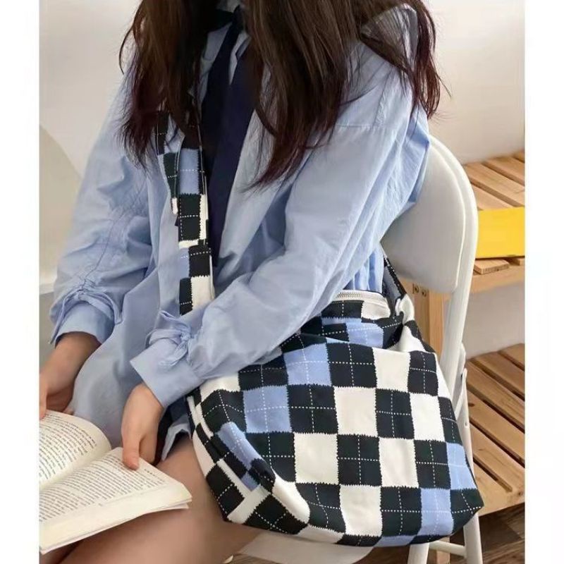 Túi tote canvas hoạ tiết caro siêu nét thời trang phong cách Trẻ nam nữ đều dùng được