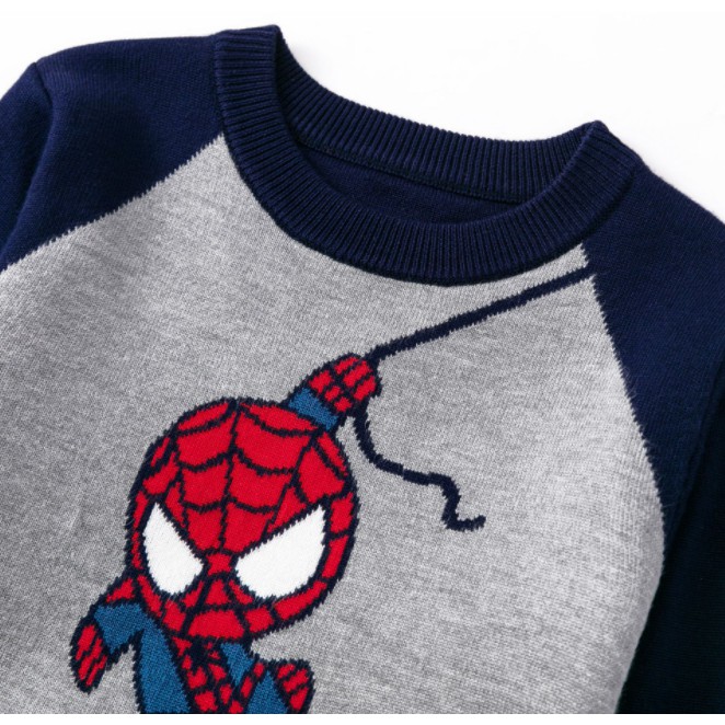 Áo len bé trai siêu nhân người nhện 2 lớp dày dặn mền mịn - Hãng 27Kids