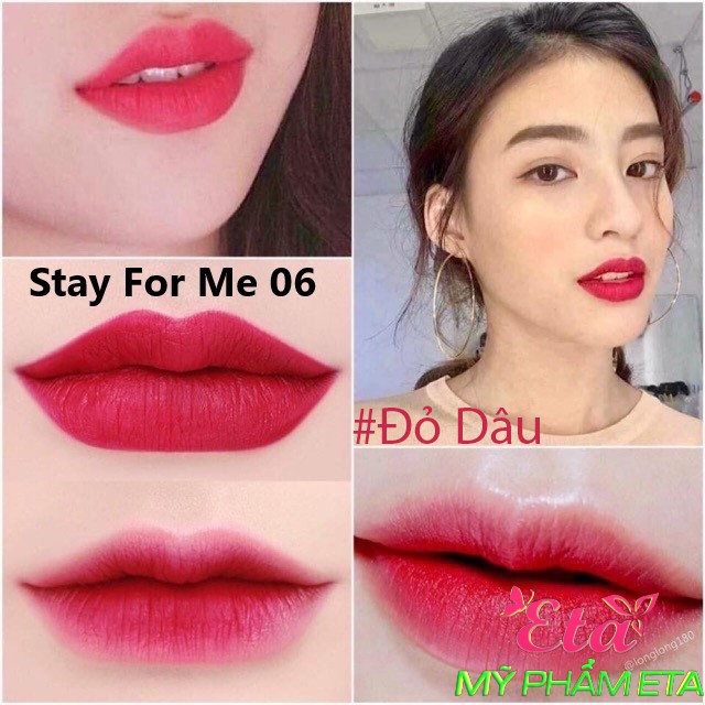 Son Kem màu Đỏ Dâu Ngọt Ngào Nữ Tính Siêu Lì Beauty Co Stay For Me 06 Pitapatting