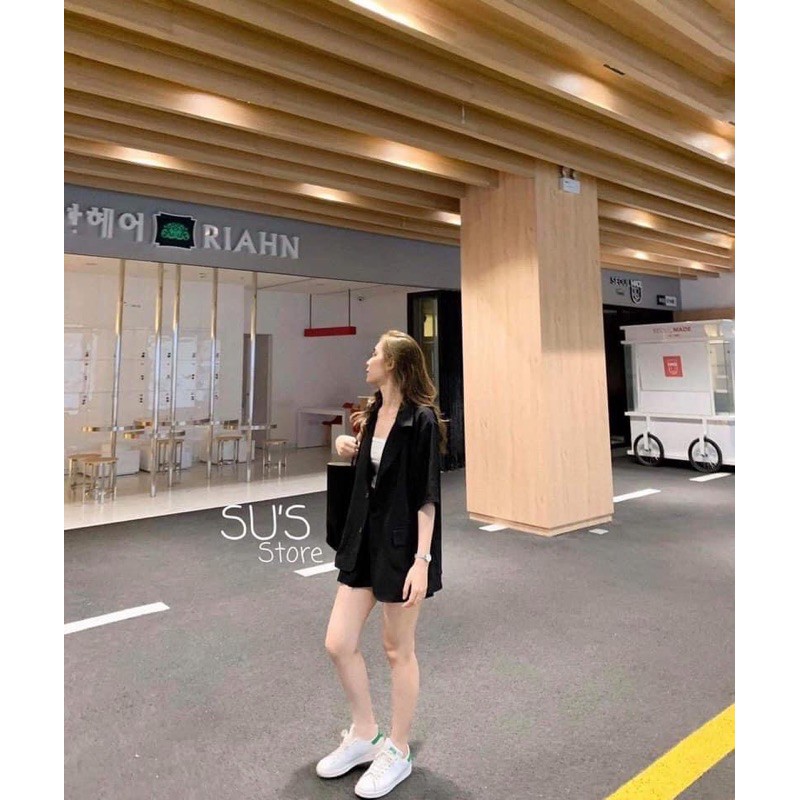 Áo blazer tay lỡ mặc hè ( nâu- đen- be)