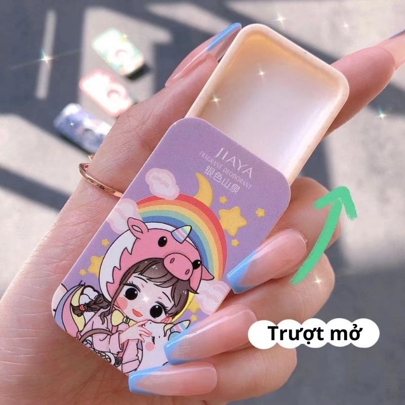 Set 4 hộp nước hoa khô nữ chính hãng thơm lâu dạng sáp tạo hình cô bé cực cute cùng hộp quà tặng cực đẹp - Diki Store