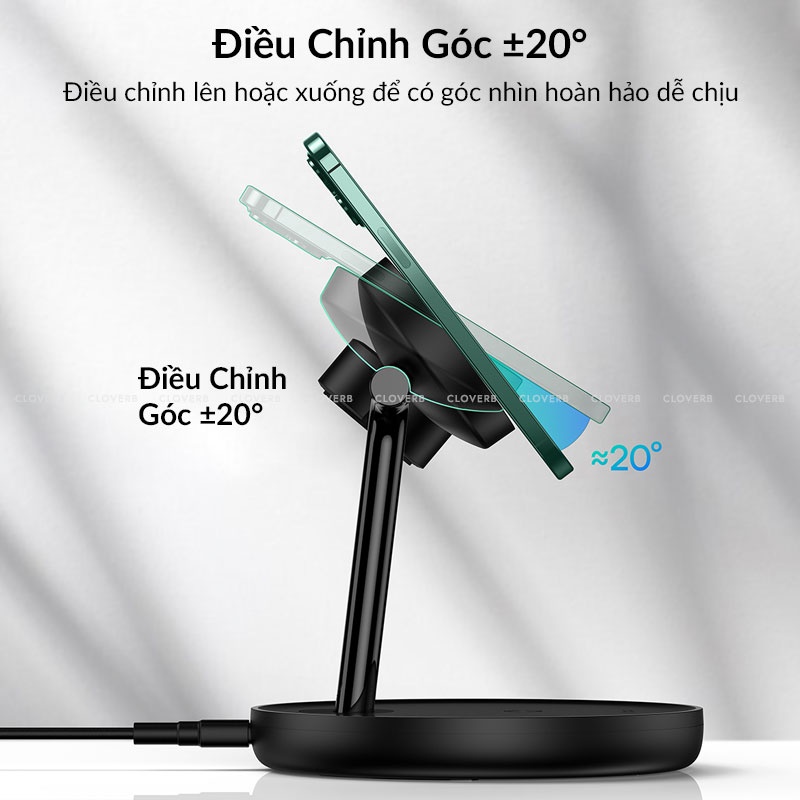 Baseus - Đế Sạc Không Dây Swan 3in1, Hỗ Trợ Sạc 3 Thiết Bị Cùng Lúc, Kiêm Giá Đỡ Điện Thoại, Tích Hợp Nam Châm