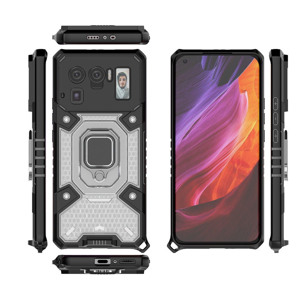 Ốp lưng Xiaomi Mi 11 Ultra / Mi Mix 4 chống sốc tổ Ong nhẫn Iring không gian mới giá đỡ xem phim