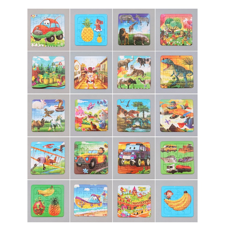 Đồ chơi xếp hình lắp ráp tranh ghép 16 mảnh nhiều hình ngộ nghĩnh size to 14*14cm cho bé