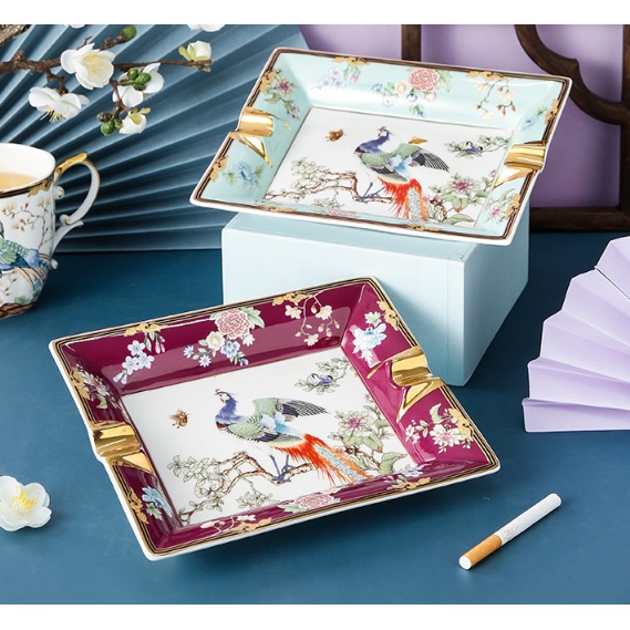 gạt tàn thuốc lá cao cấp sứ xương. FREESHIPGạt tàn thuốc lá Hoàng Gia họa tiết thủ công tinh xảo cao cấp sang trọng