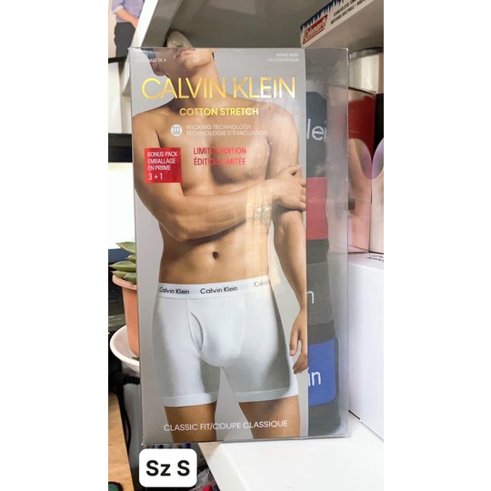 SET 4 QUẦN LÓT NAM CALVIN KLEIN COTTON STRETCH 4-PACK BOXER BRIEF SIZE S