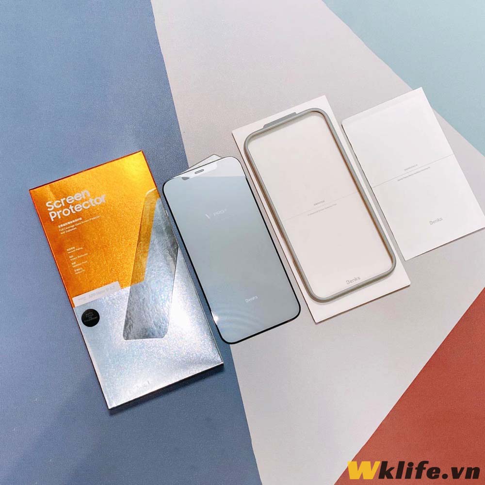 Cường Lực Nhám Chống Bám Vân Tay Benks Full Màn Bo Cạnh Kèm Khung Hỗ Trợ Dán