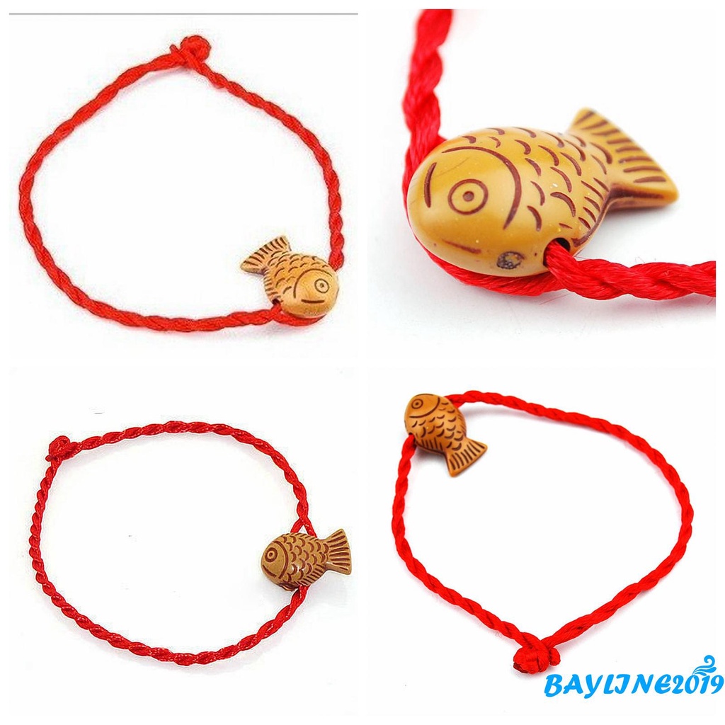 Vòng tay dây thừng đỏ gỗ giả làm quà tặng