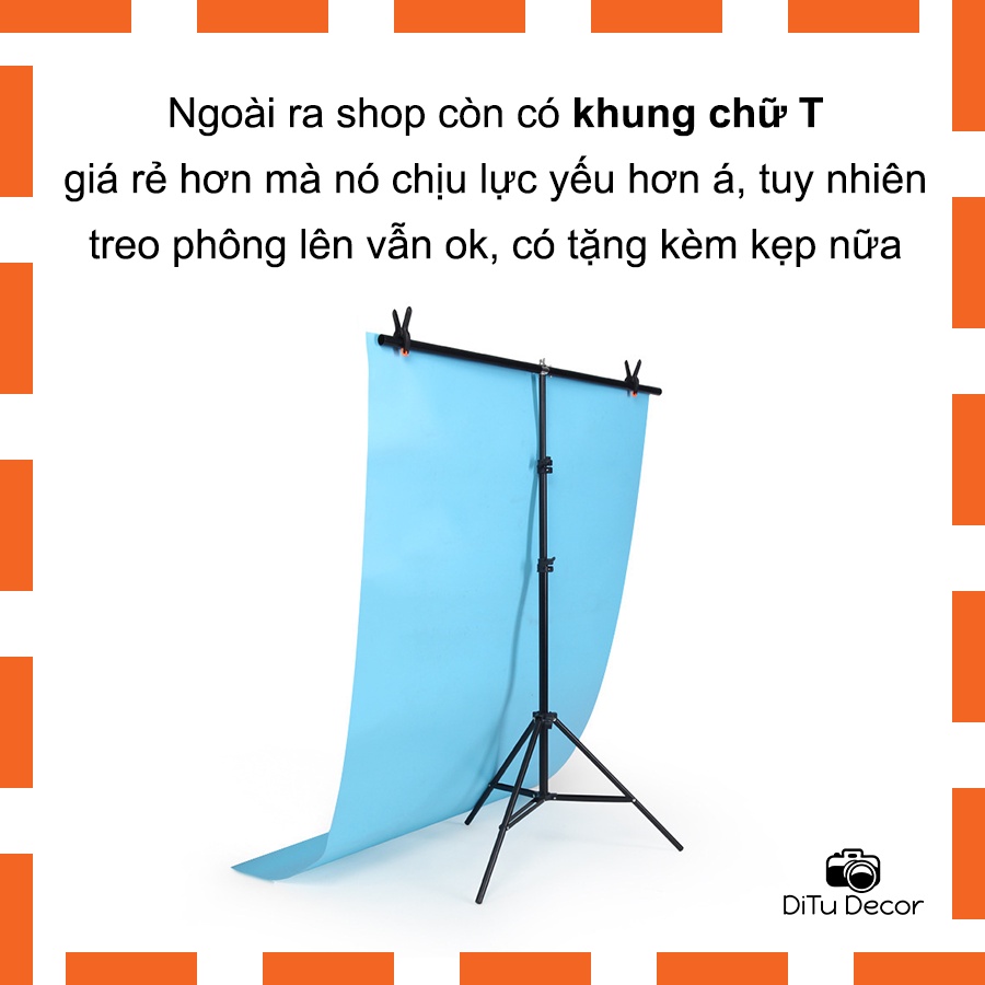 Khung treo phông nền 2x2m, TẶNG TÚI và KẸP, khung sắt chắc chắn phụ kiện studio - Ditu Decor