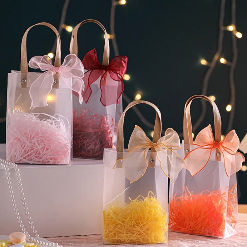 Túi Tote Xách Tay / Xách Tay Sức Chứa Lớn Bằng PP Nhám Trong Suốt Đa Năng Trang Trí Tiệc Cưới