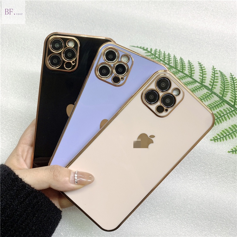 Ốp Điện Thoại Viền Thẳng 6D Màu Trơn Dành Cho IPhone 11 12pro 13promax 6 7 8 X XR