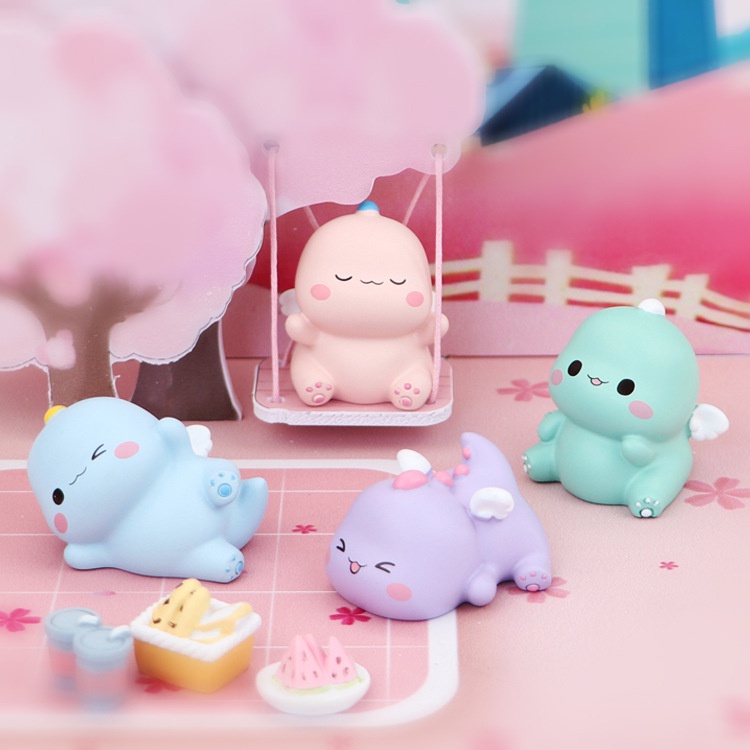 Mô hình tượng khủng long đáng yêu trang trí tiểu cảnh, bàn học, bàn làm việc, taplo ô tô, decor nhà cửa - Mee Store