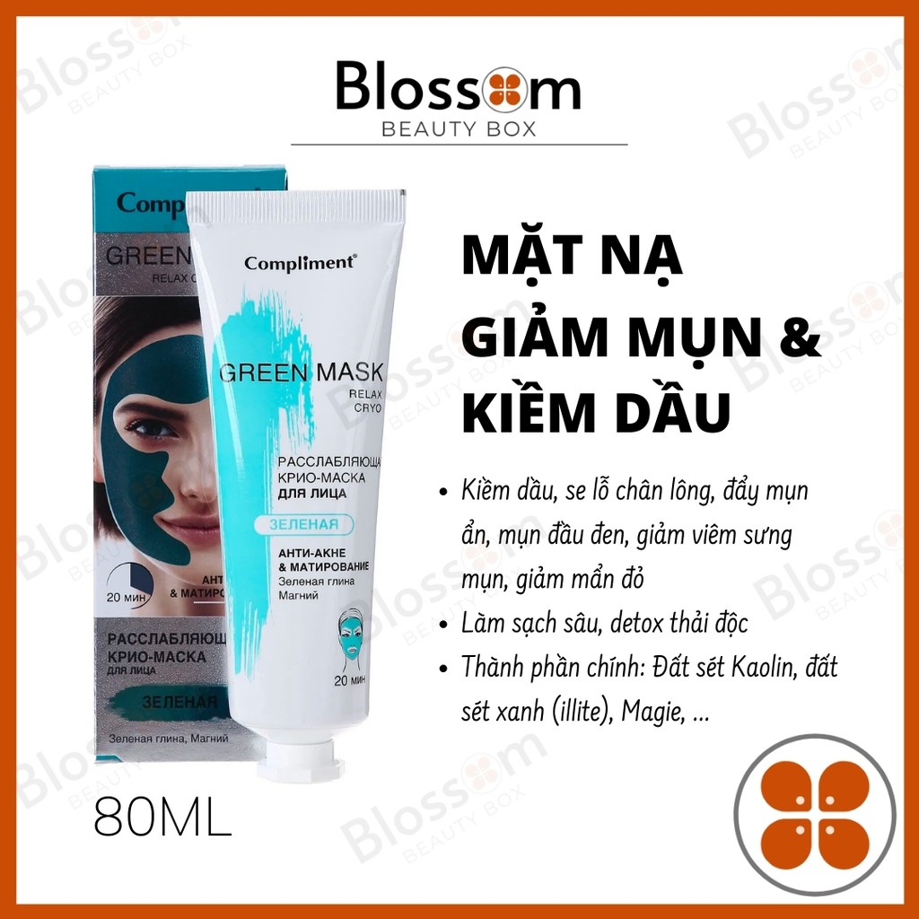 Mặt nạ Compliment Green Mask Giảm dầu, mụn 80ML