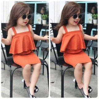 Đầm body hai dây hai tầng bé gái (8-18kg)