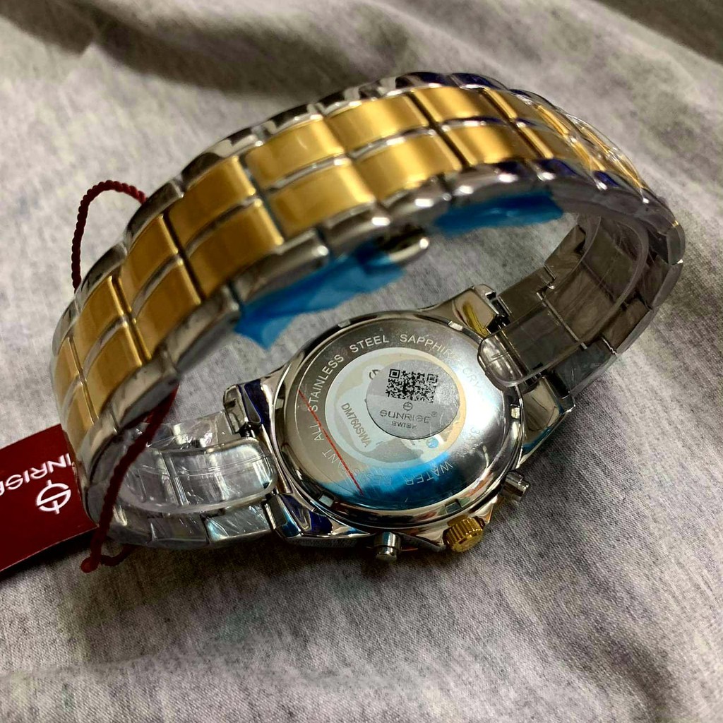 Đồng hồ Sunrise DM760SWA-SG-T kính saphire chống trầy, võ thép không gỉ mạ vàng sang