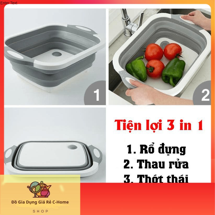 Chậu đa năng  ✅Bộ Thớt Kèm Chậu Gấp Gọn Đa Năng mẫu mới ✅Thiết Kế Cực Kỳ Thông Minh Và Tiện Lợi