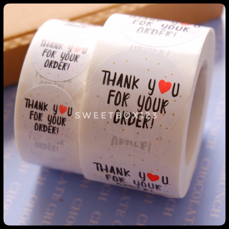 Nhãn Dán Cuộn Sticker Thank you 500 Miếng Dán - Tem Cám Ơn Khách Hàng Thank You Màu Trắng