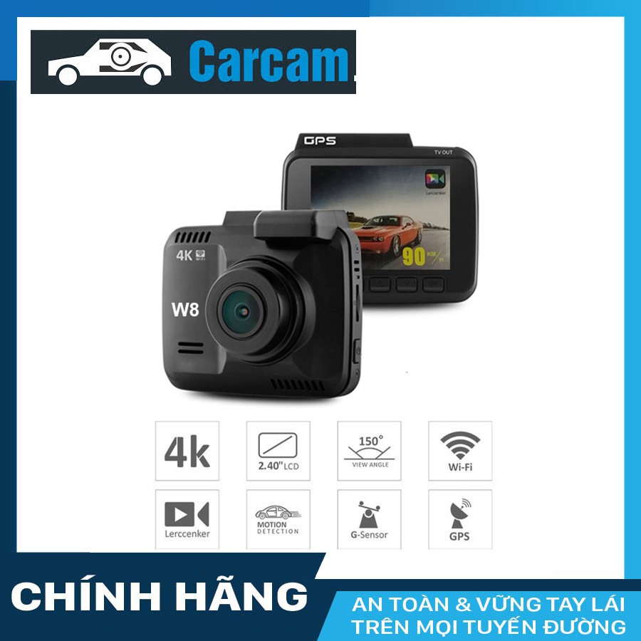 Camera hành trình ô tô W8 Carcam Wifi GPS 4K + thẻ nhớ 32GB class 10