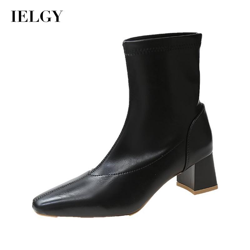 Giày bốt IELGY gót vuông dày phong cách Hàn Quốc