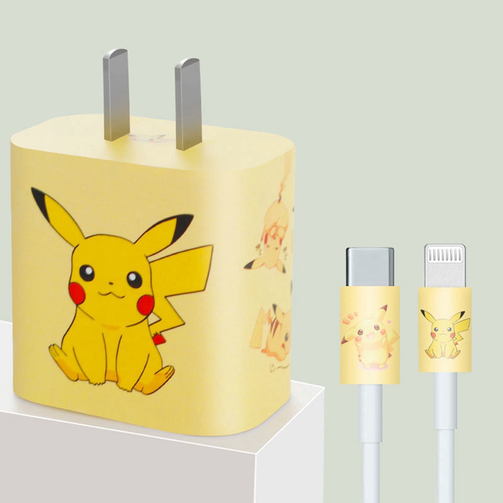 Miếng dán trang trí chống trầy cho linh kiện sạc 18 / 20W hoa văn Hello Kitty Snoopy