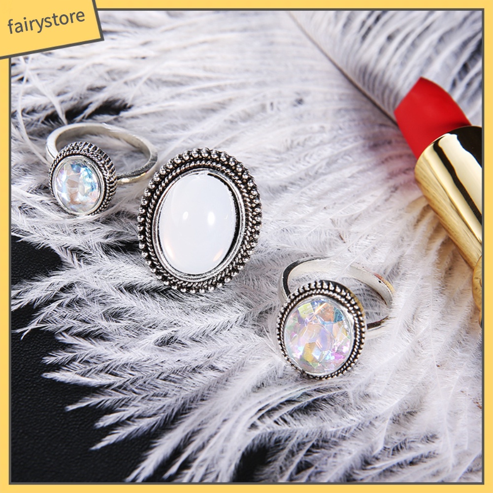 Set nhẫn đính đá nhân tạo thời trang nữ dễ thương