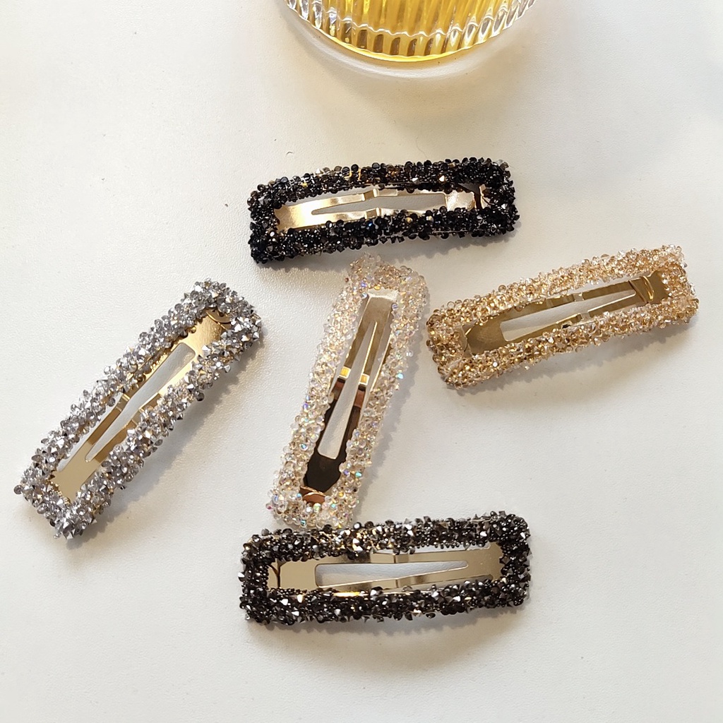 Set 2 Kẹp Tóc Đính Đá Phong Cách Hàn Quốc Đơn Giản Cho Nữ