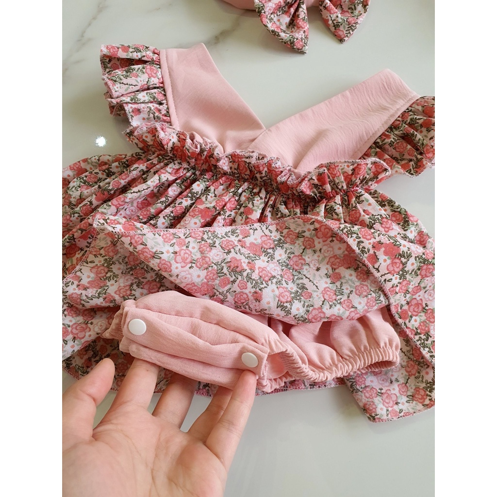 Đầm cho bé có size sơ sinh - 1 tuổi CHIPSTORE Váy hoa nhí cánh tiên màu hồng thiết kế cao cấp xinh xắn cho bé gái