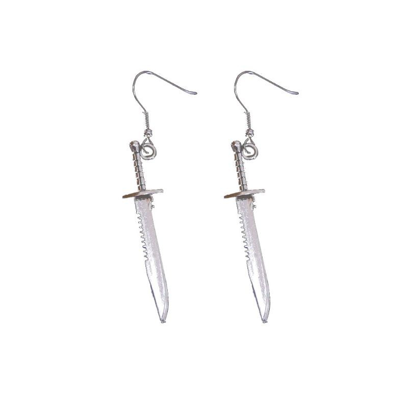 YOI*Gothic Dagger Sword Pirate Medieval Renaissance Silver Finish Dangle Earrings