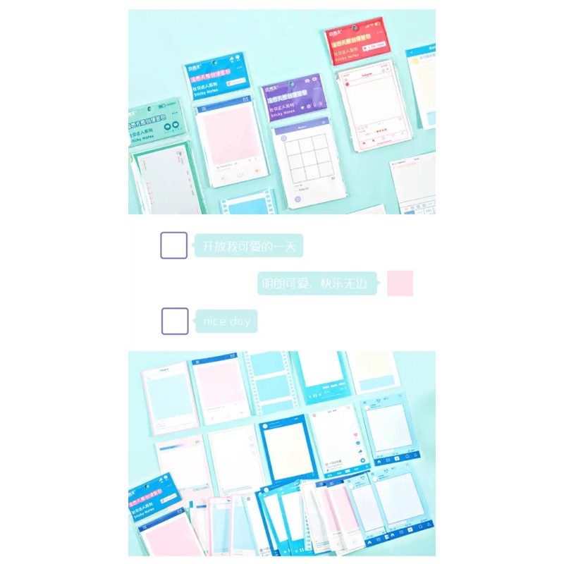 30 Sticker note nhiều màu sắc lựa chọn chủ đề background instagram