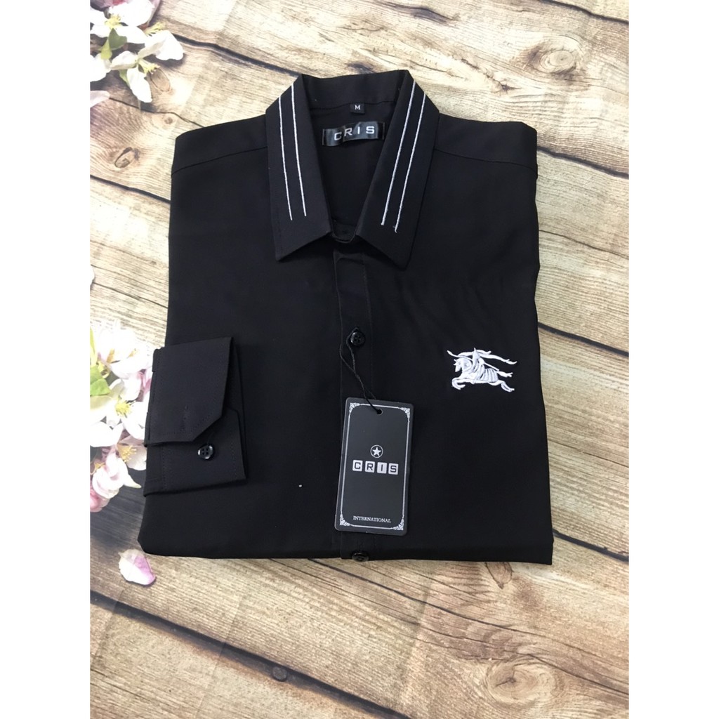 Áo Sơ Mi Nam Thêu Họa Tiết 2 Màu Trắng Đen - Aru Shop | BigBuy360 - bigbuy360.vn