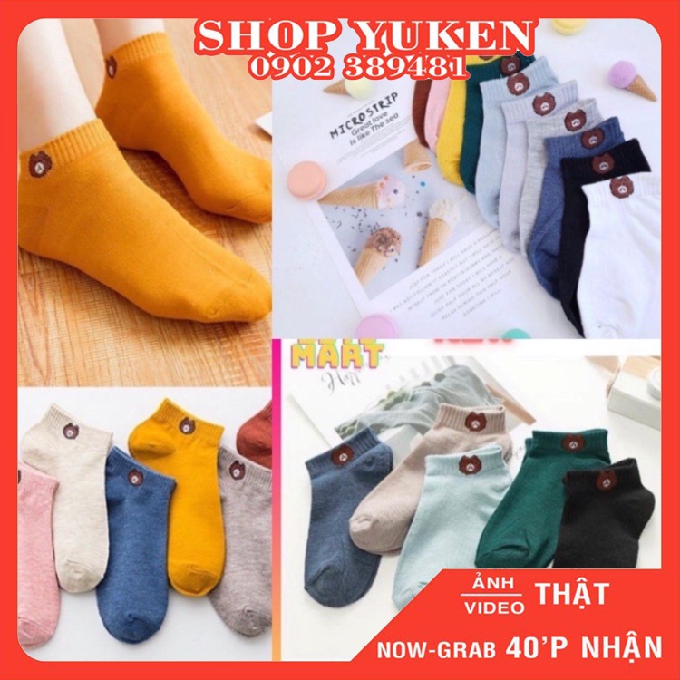 Tất Chân Vớ Chân Nữ Cotton In Hình Gấu Kute