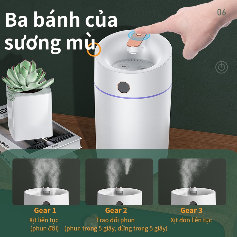 Máy phun sương 3L dung tích lớn BASIKE có màn hình hiển thị độ ẩm với 7 đèn màu cho văn phòng gia đình