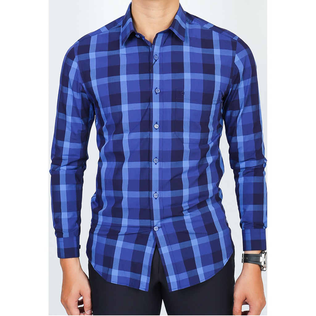 Áo sơmi nam dài tay Owen chất Bamboo dáng Slimfit màu xanh - AS91293DT