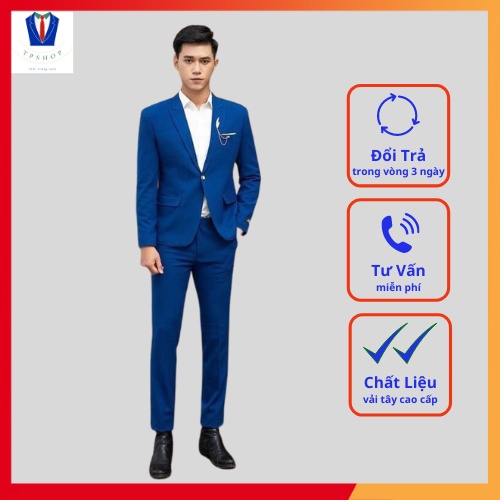 Bộ vest nam cao cấp nhiều màu 1 khuy full size [Áo vest + Quần]