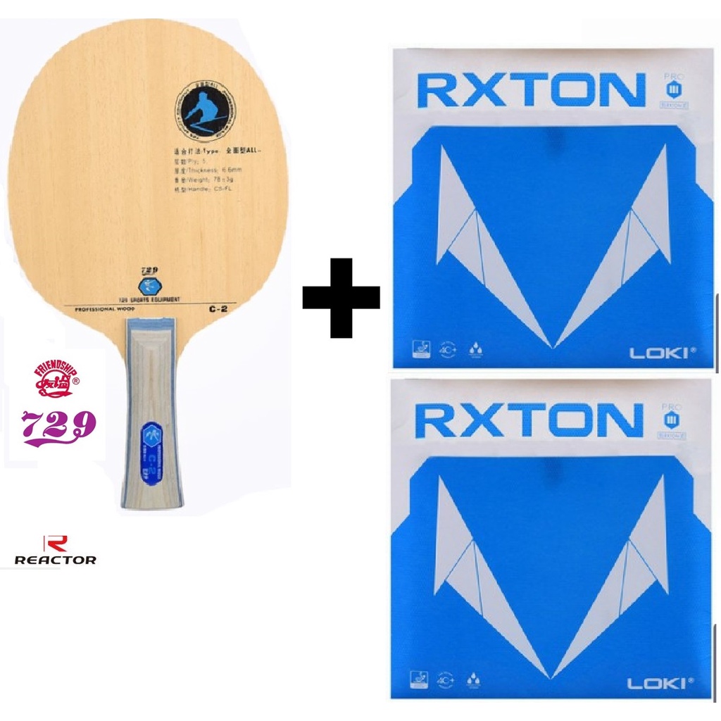 Combo vợt bóng bàn gồm cốt vợt 729 c2 và hai mặt loki rxxton 3 pro