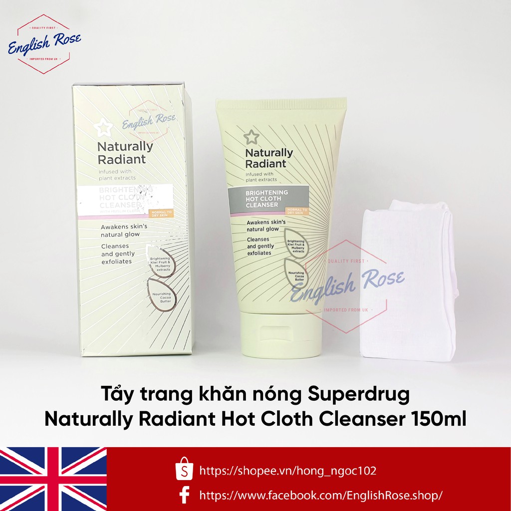 Tẩy trang khăn nóng Superdrug Naturally Radiant Hot Cloth Cleanser 150ml