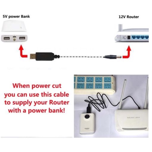 Cáp chuyển đổi USB 5V sang DC 9V hoặc 12V 10W Dùng cho moderm , router wifi có Led hiển thị điện áp