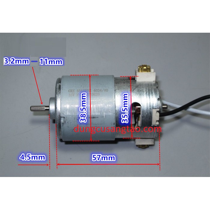 Motor RS550 2 bạc đạn 18V chổi than rời 13500 vòng/phút / Động cơ RS 550 18VDC chổi than rời