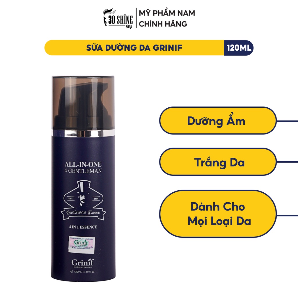 Kem dưỡng da cho nam dưỡng ẩm trắng da Grinif All In One 4 Gentleman 120ml