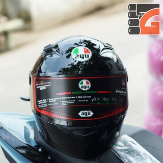 [TẶNGTÚIĐỰNG + KHĂNTRÙM + BH12THÁNG] Nón Fullface AGU đen bóng A138