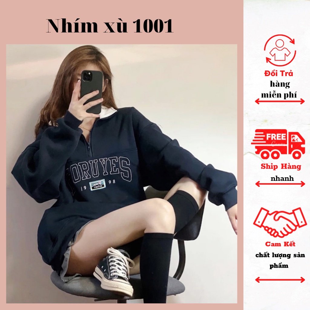 Áo Sweates Nam Nữ Cổ Khoá Bẻ V Dài Tay Thời Trang 1998, Áo PoLo Unisex FORUYES 1998 Cao Cấp