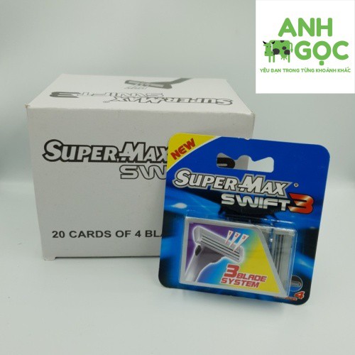 Đầu dao cạo siêu sạch Super-Max Swift 3 4 chiếc / Freeship từ 150k / Đầu dao cạo nhập khẩu