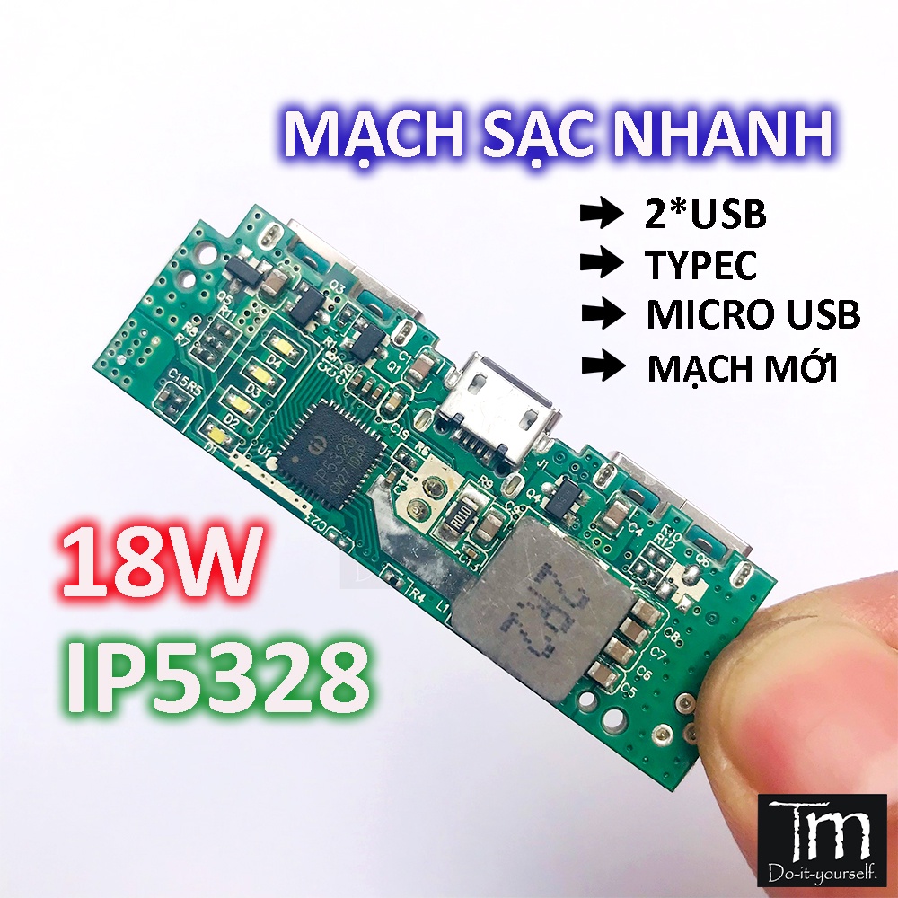 Mạch Sạc Dự Phòng Sạc Nhanh 18W IP5328 Mạch Mới Mini Nhỏ Gọn